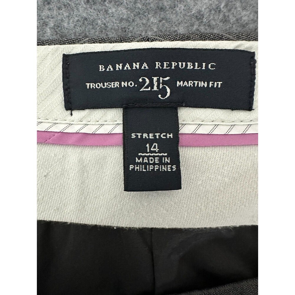 Banana Republic Martin Fit 215 Pinstripe Trousers 14 Gray Dress Pants Stretch - Picture 7 of 13